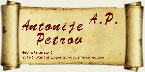 Antonije Petrov vizit kartica